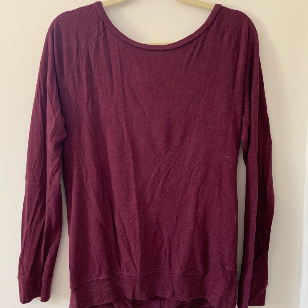 Wide Neck Maroon PINK Long Sleeve Shirt